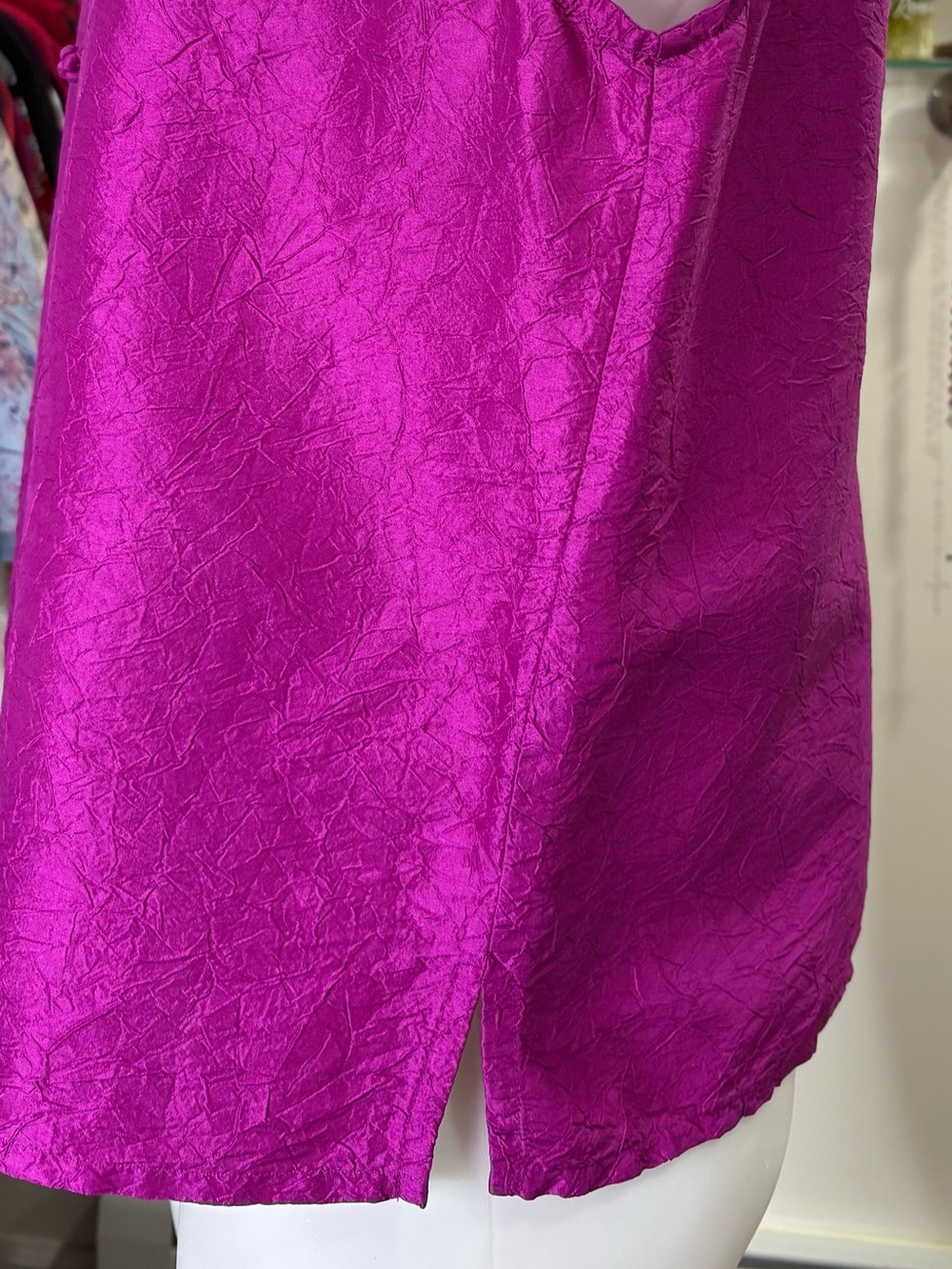 Eileen Fisher 100% Silk Mandarin Collar Blouse Magenta Size M - Picture 6 of 8